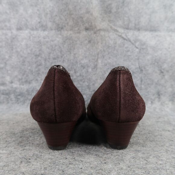 Michael Kors Shoes Women 8.5 Wedge Pump Leather Fashion Ballet Flat Brown Buckle - Picture 6 of 14